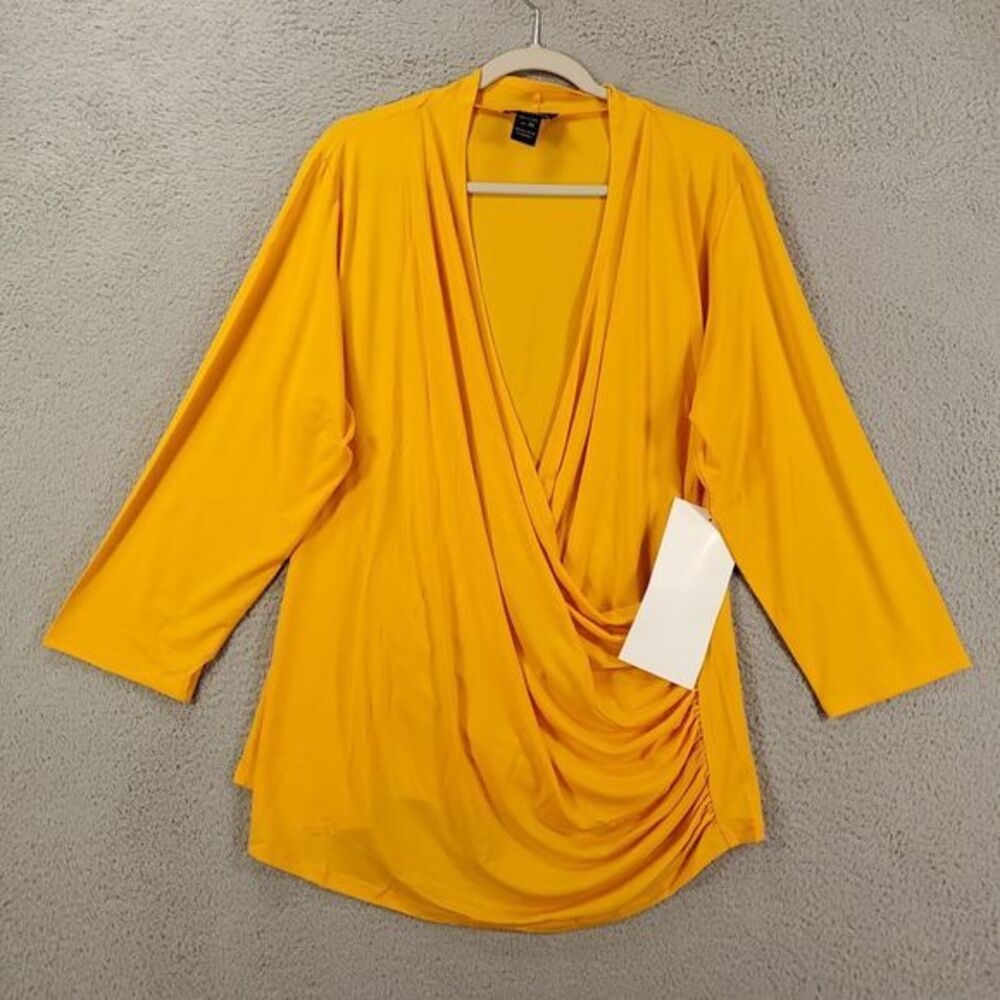 Ashro Draped V-Neck Tunic in Bright Yellow